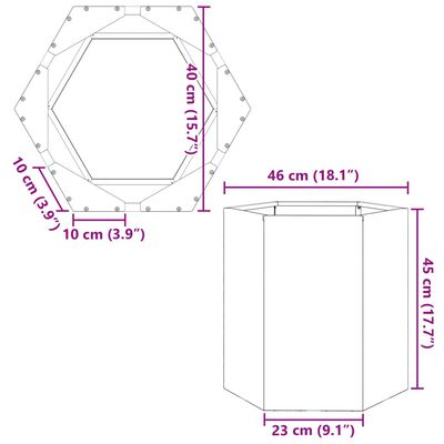 vidaXL Ζαρντινιέρα Κήπου Εξάγωνη Μαύρη 46x40x45 εκ. Ατσάλι