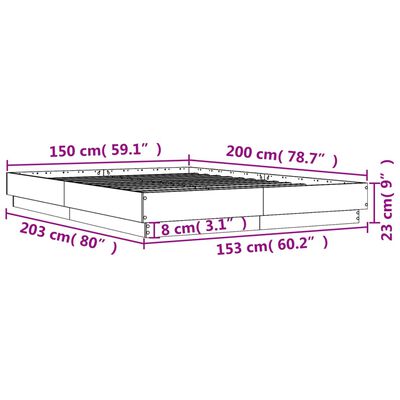 vidaXL Πλαίσιο Κρεβατιού με LED Sonoma Δρυς 150x200 εκ.