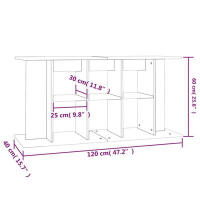 vidaXL Βάση Ενυδρείου Γυαλ. Λευκό 120x40x60 εκ. από Επεξεργασμένο Ξύλο