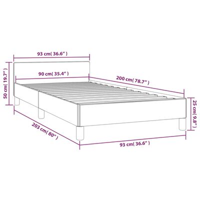 vidaXL Πλαίσιο Κρεβατιού με Κεφαλάρι Σκ. Γκρι 90x200 εκ. Βελούδινο