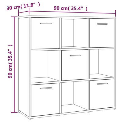 vidaXL Βιβλιοθήκη Καπνιστή Δρυς 90x30x90 εκ. από Επεξεργασμένο Ξύλο