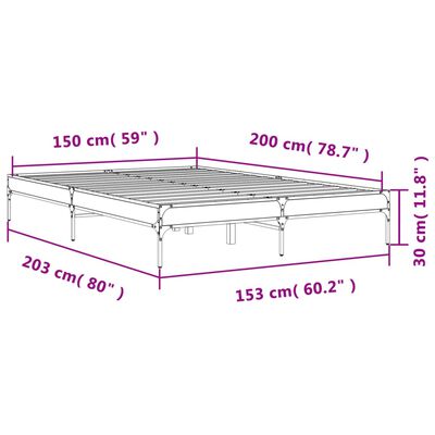 vidaXL Πλαίσιο Κρεβατιού Γκρι Sonoma 150x200 εκ. Επεξ. Ξύλο & Μέταλλο