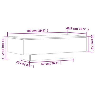 vidaXL Τραπεζάκι Σαλονιού Καπνιστή Δρυς 100x49,5x31 εκ. Επεξεργ. Ξύλο