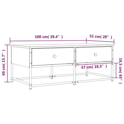 vidaXL Τραπεζάκι Σαλονιού Sonoma Δρυς 100x51x40 εκ. Επεξεργασμένο Ξύλο