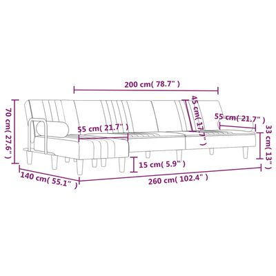 vidaXL Καναπές Κρεβάτι Γωνιακός Σκ. Γκρι 260 x 140 x 70 εκ. Βελούδινος