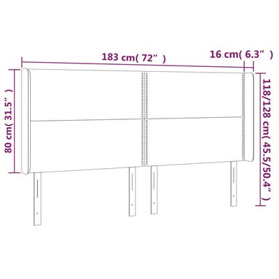 vidaXL Κεφαλάρι με Πτερύγια Ροζ 183x16x118/128 εκ. Βελούδινο