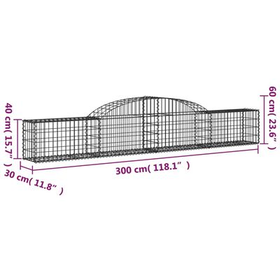 vidaXL Συρματοκιβώτια Τοξωτά 9 τεμ. 300x30x40/60 εκ. Γαλβαν. Ατσάλι