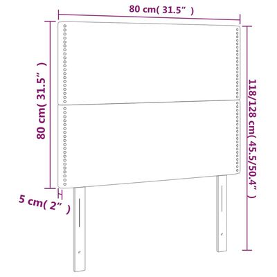 vidaXL Κεφαλάρι Κρεβατιού LED Ροζ 80x5x118/128 εκ. Βελούδινο