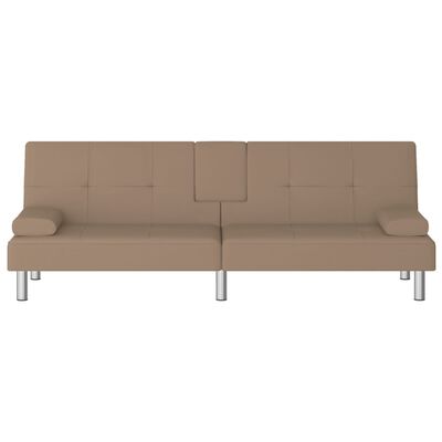 vidaXL Καναπές Κρεβάτι με Ποτηροθήκες Καπουτσίνο από Συνθετικό Δέρμα