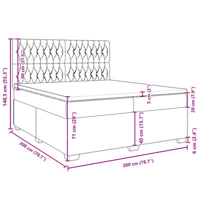 vidaXL Κρεβάτι Boxspring με Στρώμα Μαύρο 200x200 εκ. Βελούδινο