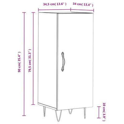 vidaXL Ντουλάπι Λευκό 34,5 x 34 x 90 εκ. από Επεξεργασμένο Ξύλο