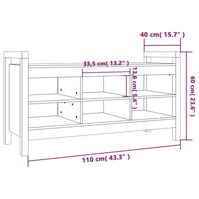 vidaXL Παγκάκι Χολ 110 x 40 x 60 εκ. από Μασίφ Ξύλο Πεύκου