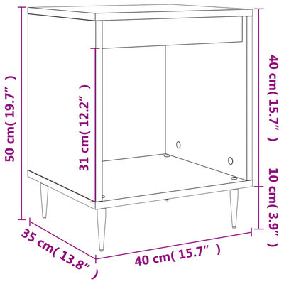 vidaXL Κομοδίνα Λευκά 2 τεμ. 40 x 35 x 50 εκ. από Επεξεργασμένο Ξύλο