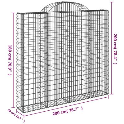 vidaXL Συρματοκιβώτια Τοξωτά 18 τεμ. 200x50x180/200 εκ. Γαλβαν. Ατσάλι