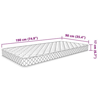 vidaXL Στρώμα με Αφρό Μνήμης Λευκό 90x190x17 εκ.