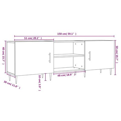 vidaXL Έπιπλο Τηλεόρασης Λευκό 150x30x50 εκ. από Επεξεργασμένο Ξύλο