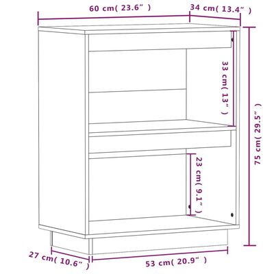 vidaXL Ντουλάπι Κονσόλα Γκρι 60 x 34 x 75 εκ. από Μασίφ Ξύλο Πεύκου