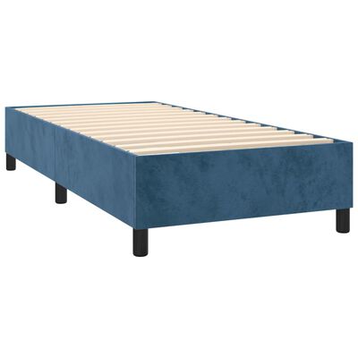 vidaXL Κρεβάτι Boxspring με Στρώμα Σκούρο Μπλε 90x190 εκ. Βελούδινο