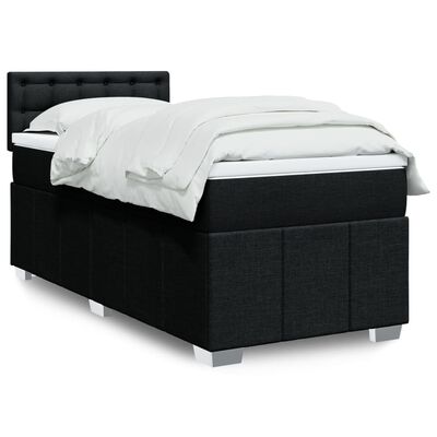 vidaXL Κρεβάτι Boxspring με Στρώμα Μαύρο 80 x 200 εκ. Υφασμάτινο