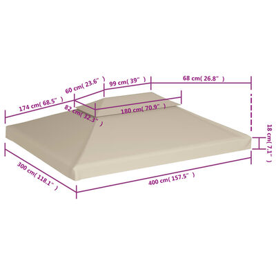 vidaXL Κάλυμμα Ανταλλακτικό για Κιόσκι 310 γρ./μ² Μπεζ 3 x 4 μ.