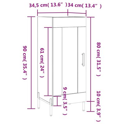 vidaXL Ντουλάπι Λευκό 34,5 x 34 x 90 εκ. από Επεξεργασμένο Ξύλο