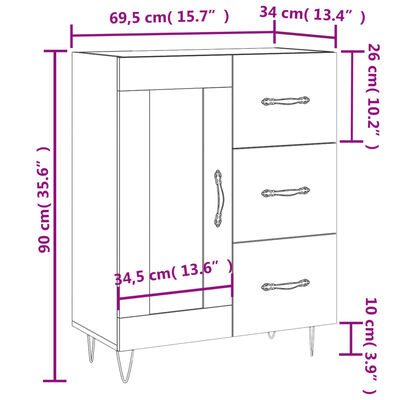 vidaXL Ντουλάπι Γκρι Σκυροδέματος 69,5x34x90 εκ. Επεξεργασμένο Ξύλο