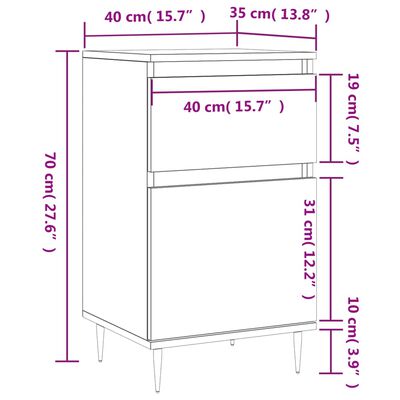 vidaXL Ντουλάπια 2 τεμ. Καπνιστή Δρυς 40x35x70 εκ. από Επεξεργ. Ξύλο