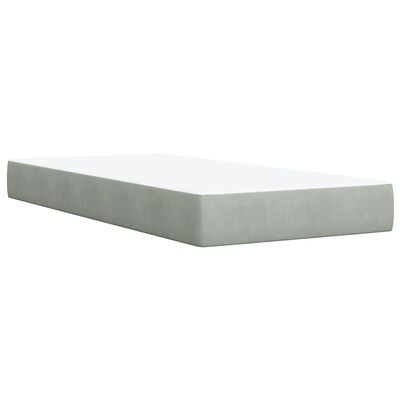 vidaXL Κρεβάτι Boxspring με Στρώμα Ανοιχτό Γκρι 90x190 εκ. Βελούδινο