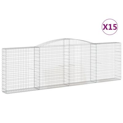 vidaXL Συρματοκιβώτια Τοξωτά 15 τεμ. 400x30x120/140 εκ. Γαλβαν. Ατσάλι