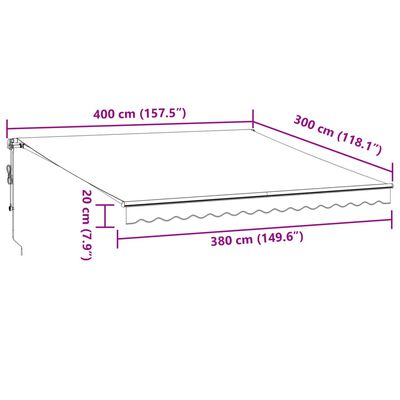 vidaXL Τέντα Πτυσσόμενη Αυτόματη με LED Ανθρακί / Λευκή 400x300 εκ.