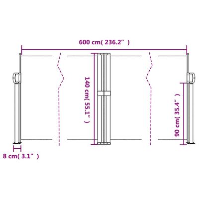 vidaXL Σκίαστρο Πλαϊνό Συρόμενο Μπλε 140 x 600 εκ.