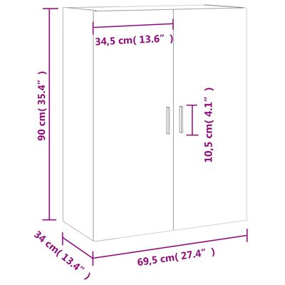 vidaXL Ντουλάπι Τοίχου Γκρι Sonoma 69,5 x 34 x 90 εκ.