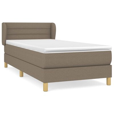 vidaXL Κρεβάτι Boxspring με Στρώμα Taupe 90x190 εκ.Υφασμάτινο