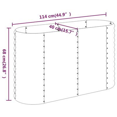 vidaXL Ζαρντινιέρα Πράσινη 114x40x68 εκ Ατσάλι με Ηλεκτρ. Βαφή Πούδρας