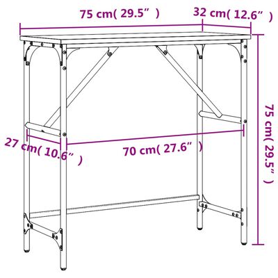 vidaXL Τραπέζι Κονσόλα Καφέ Δρυς 75x32x75 εκ. Επεξεργασμένο Ξύλο