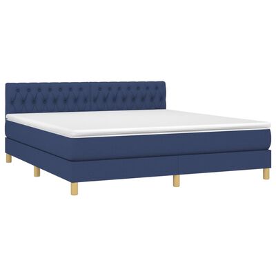 vidaXL Κρεβάτι Boxspring με Στρώμα & LED Μπλε 180x200 εκ. Υφασμάτινο