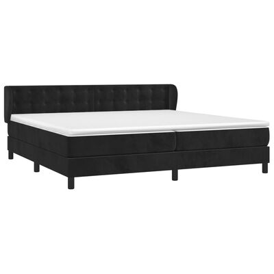 vidaXL Κρεβάτι Boxspring με Στρώμα Μαύρο 200x200 εκ. Βελούδινο