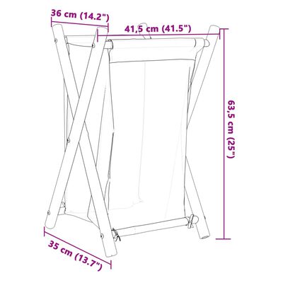 vidaXL Καλάθι Απλύτων Κρεμ Λευκό 41,5 x 36 x 63,5 εκ. Μπαμπού