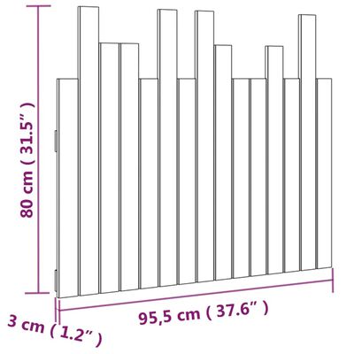 vidaXL Κεφαλάρι Τοίχου 95,5x3x80 εκ. από Μασίφ Ξύλο Πεύκου