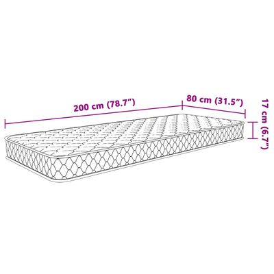 vidaXL Στρώμα με Αφρό Μνήμης Λευκό 80x200x17 εκ.