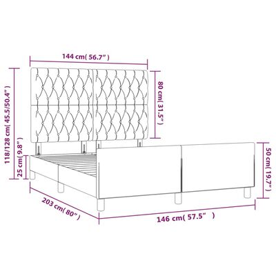 vidaXL Πλαίσιο Κρεβατιού με Κεφαλάρι Αν. Γκρι 140x200 εκ. Βελούδινο