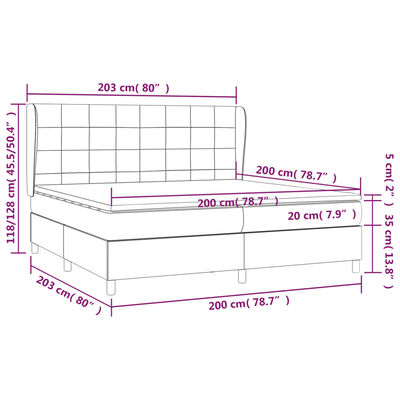 vidaXL Κρεβάτι Boxspring με Στρώμα Σκούρο Γκρι 200x200 εκ. Βελούδινο