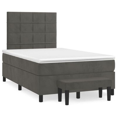 vidaXL Κρεβάτι Boxspring με Στρώμα Σκούρο Γκρι 120x190 εκ. Βελούδινο