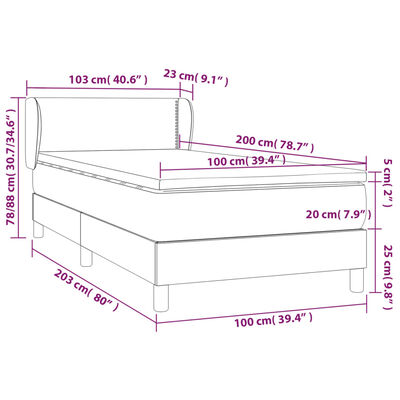 vidaXL Κρεβάτι Boxspring με Στρώμα Ροζ 100x200 εκ. Βελούδινο