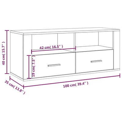 vidaXL Έπιπλο Τηλεόρασης Γκρι Sonoma 100x35x40 εκ. από Επεξεργ. Ξύλο