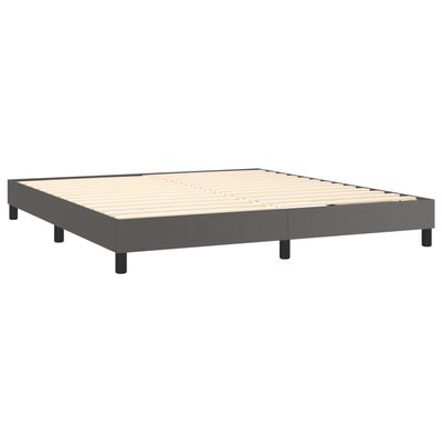 vidaXL Κρεβάτι Boxspring με Στρώμα & LED Γκρι 160x200 εκ. Συνθ. Δέρμα