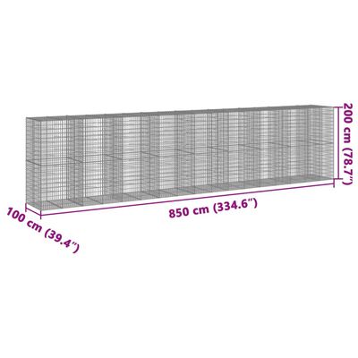 vidaXL Συρματοκιβώτιο με Κάλυμμα 850x100x200εκ από Γαλβανισμένο Χάλυβα