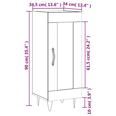 vidaXL Ντουλάπι Sonoma Δρυς 34,5x34x90 εκ. από Επεξεργασμένο Ξύλο