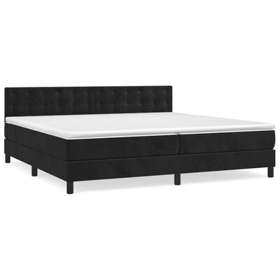 vidaXL Κρεβάτι Boxspring με Στρώμα Μαύρο 200x200 εκ. Βελούδινο