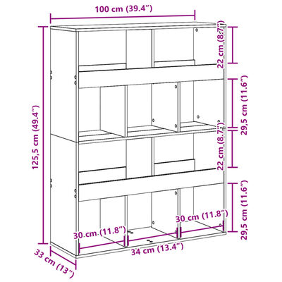 vidaXL Βιβλιοθήκη Αρτισιανή Δρυς 100x33x125,5εκ από Επεξεργασμένο Ξύλο